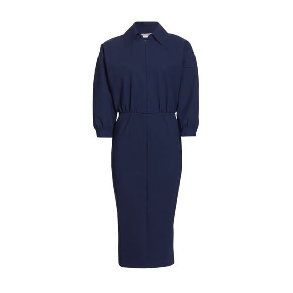 CHIARA BONI LA PETITE ROBE Women's Emeraldiah Front-zip Midi-dress In Blue Notte - Picture 1 of 6